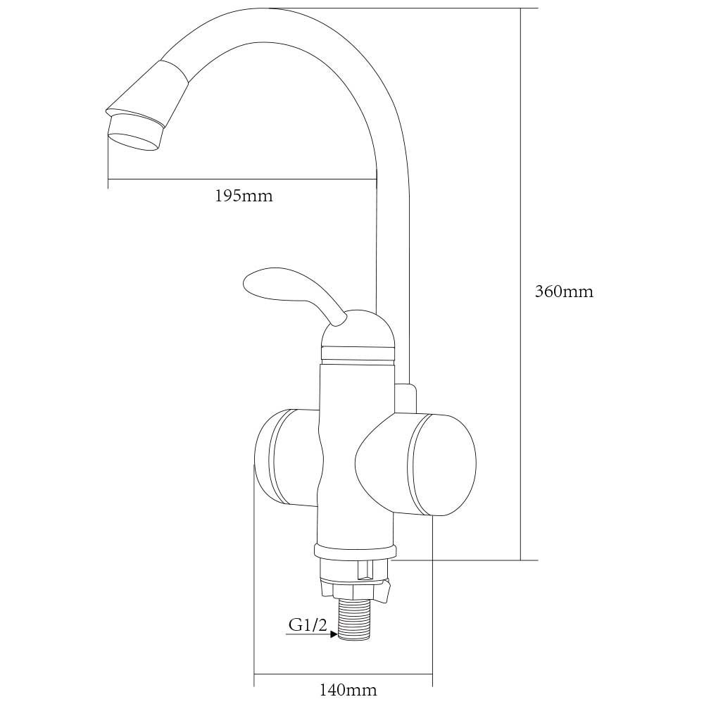 Кран-водонагрівач проточний S95 3.0Квт 0,4-5Бар для кухні Aquatica, гусак вухо на гайці (Lz-6B111W)