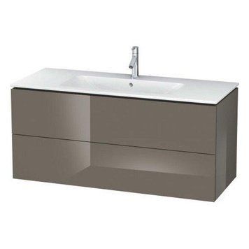 Тумба 122*48,1см, Duravit підвісна, для раковини 233612, L-CUBE з 2ма ящиками, колір фланелево-сірий, глянцевий (89)