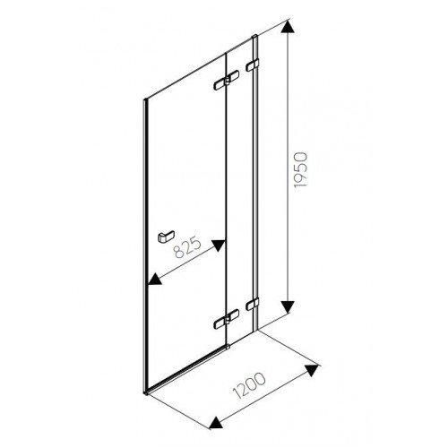 Двери распашные Kolo NEXT 120 см, правые, закаленное стекло, хром/серебряный блеск, Reflex