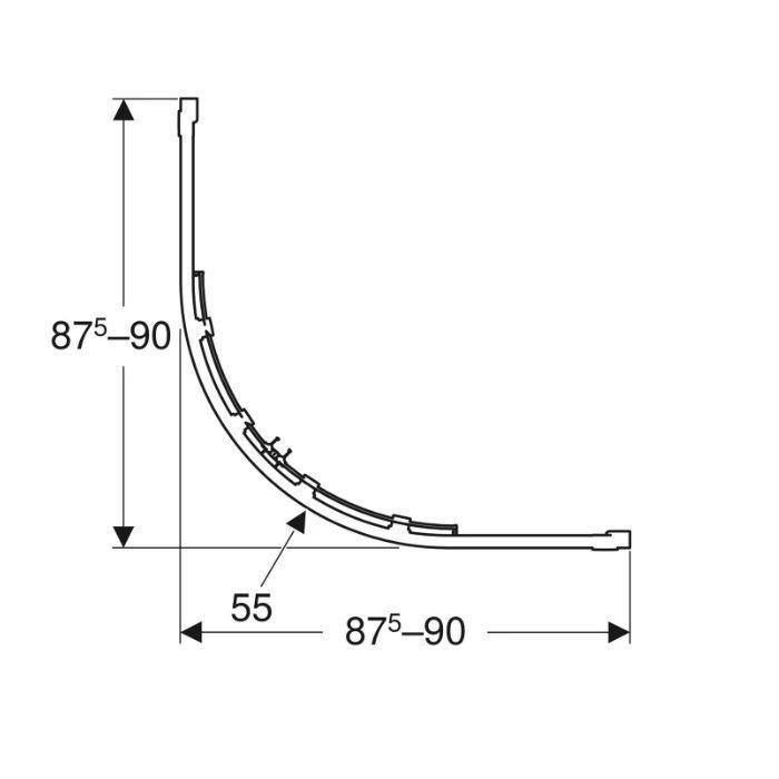 Душова кабіна GEO, 1/4 кола, 90х90см, h=190см, скло прозоре, профіль (560.121.00.2)