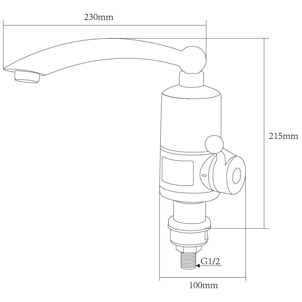 Кран-водонагрівач проточний S97 3.0Квт для кухні Aquatica, гусак прямий на гайці, з дисплеєм Nz-6B242
