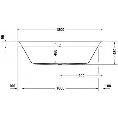 Ванна 180*80*46см, прямокутна, вбудовуваний варіант, з двома нахилами для спини Duravit HAPPY D.2