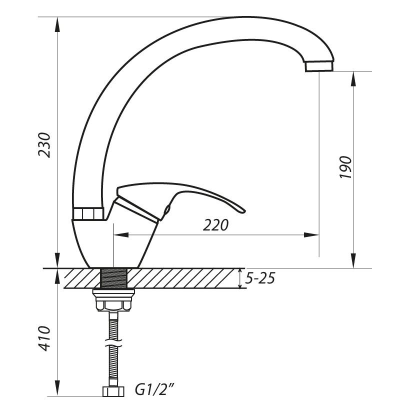Змішувач для кухні ZERIX YUB 181 нержавіюча сталь (ZX0415)