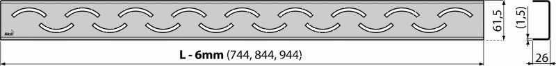 Решетка для водоотводящего желоба AlcaPlast (нержавеющая сталь глянцевая) SMILE-750L
