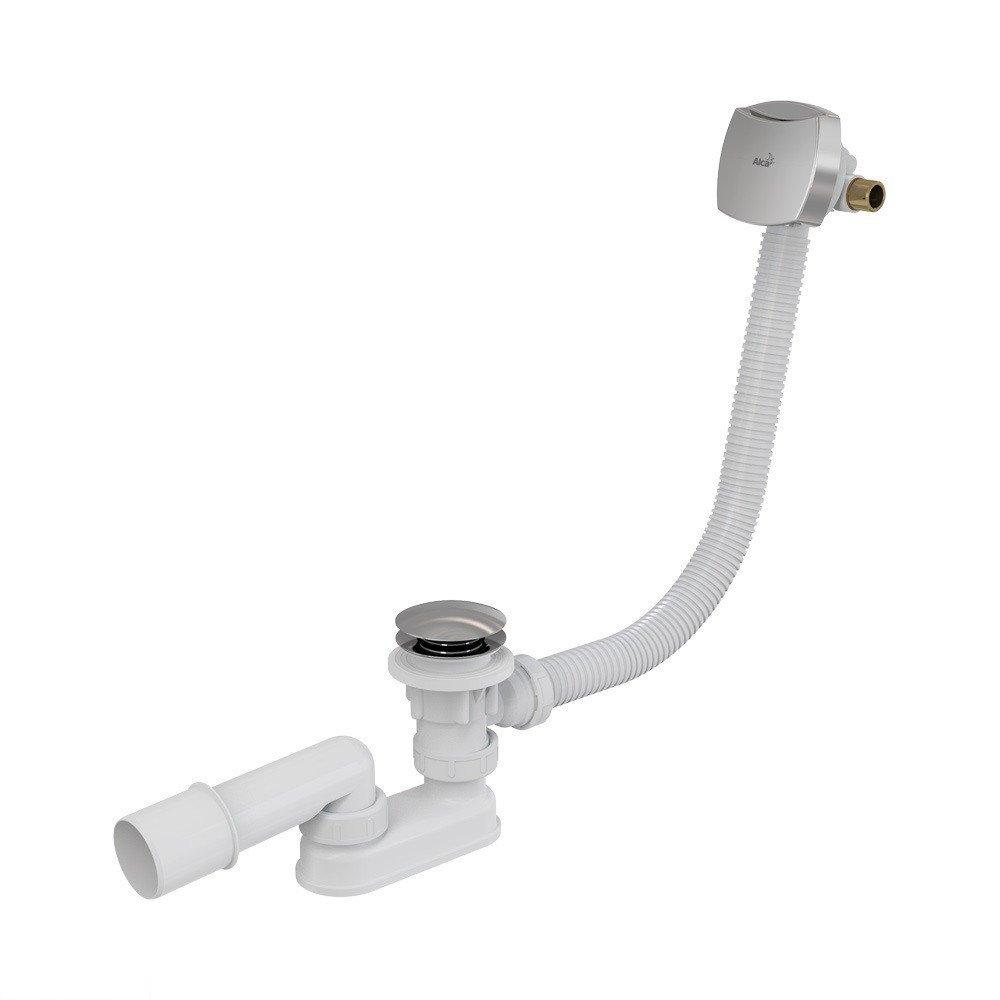 Сифон для ванни CLICK/CLACK AlcaPlast з напуском води через перелив для ванн з товстими стінками A509KM