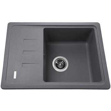 Гранитная мойка Globus Lux MONO серый металлик 620х435