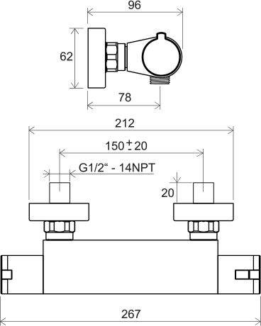 Термостатический смеситель для душа Ravak 072.00 X070051