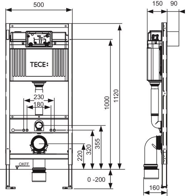 Комплект TECEbase (модуль+панель смыва TECEambia хром глянец+крепления+прокладка),1120 мм 9.400.405