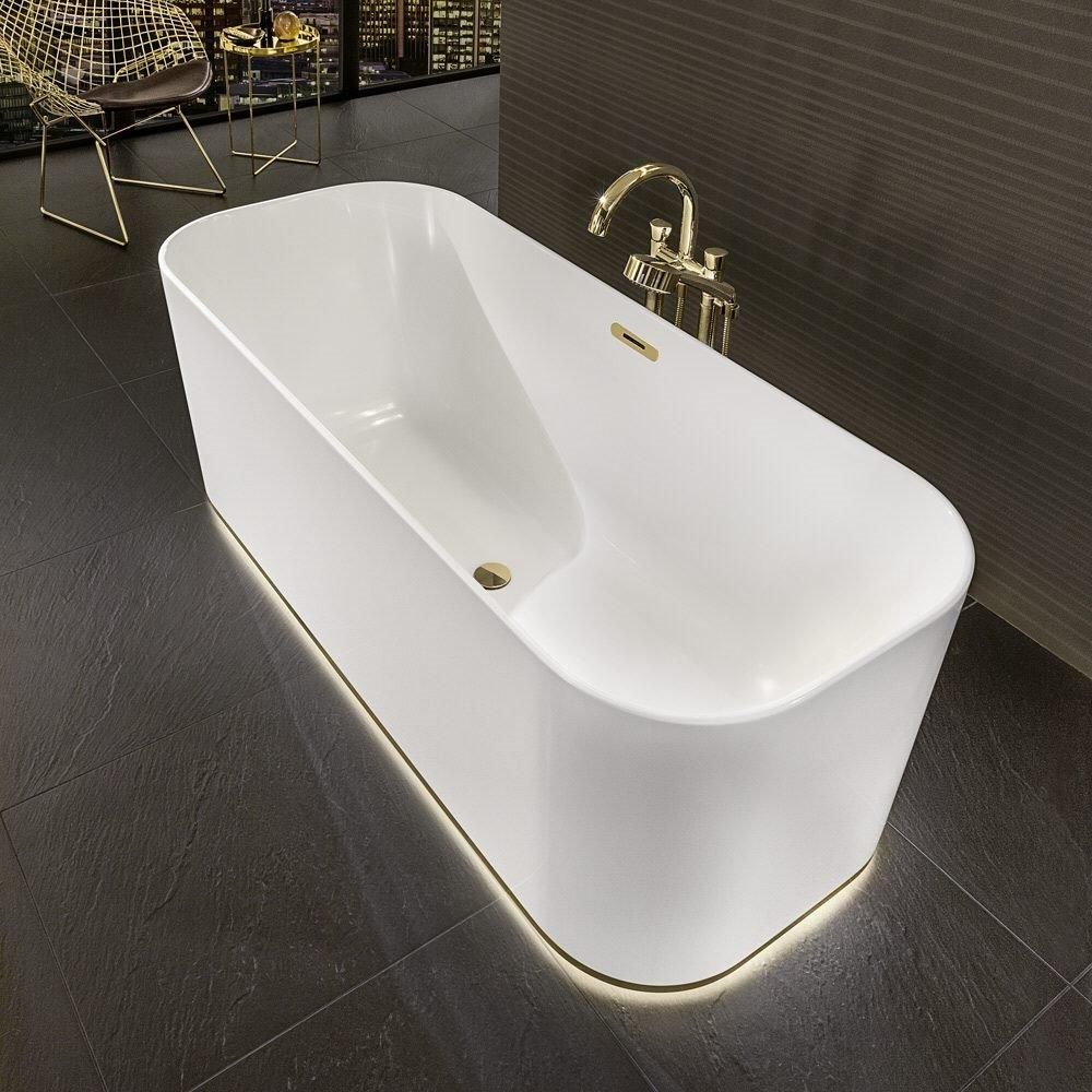 Ванна 170*70см, окремостояча, безшовна, функція Emotion, підсвічування, оснащення золото, Villeroy & Boch FINION колір ванни білий