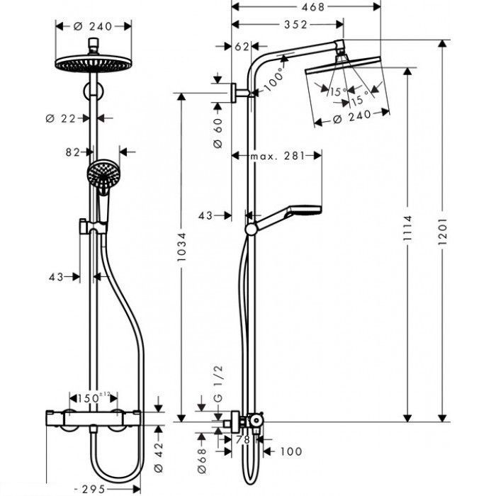 Душевая система Hansgrohe Crometta 27267000 S 240 1jet Showerpipe