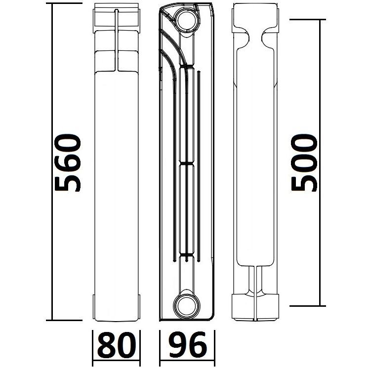 Секція біметалевого радіатора QUEEN THERM 500/96 мм (198 Вт)