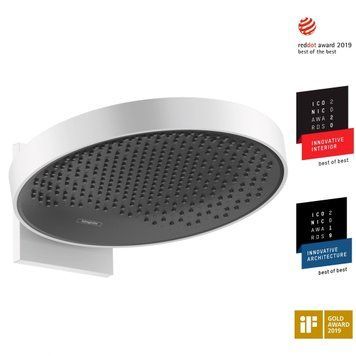 Верхній душ 360 1jet з настінним тримачем, білий матовий Hansgrohe RAINFINITY