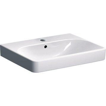 Раковина мебельная Geberit, Smyle Square 500.229.01.1, 60 см, отверстие под смеситель, перелив, цвет белый