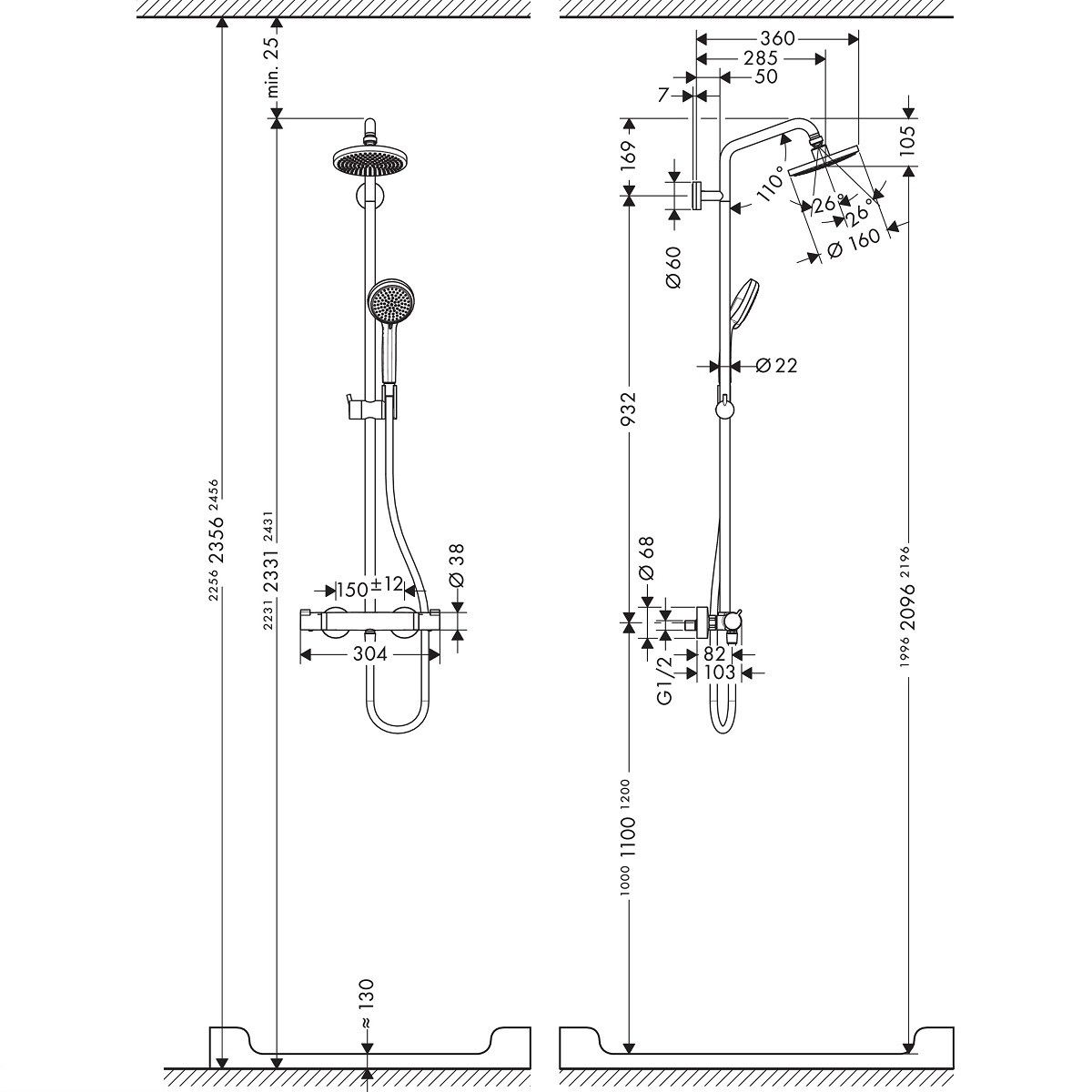 Душевая система Hansgrohe Croma 27135000