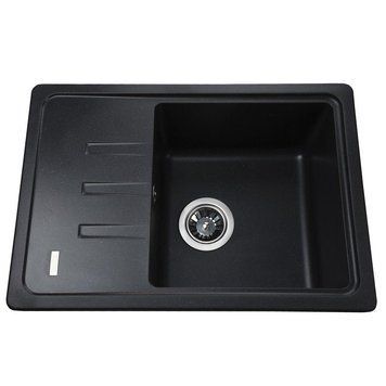 Гранитная мойка Globus Lux MONO черный металлик 620х435