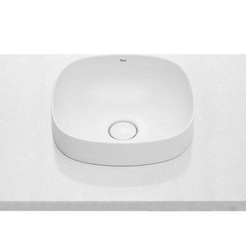 Раковина Roca INSPIRA 370*370мм, Soft, полувстраиваема зверху, з керамічною декоративною кришкою донного клапана
